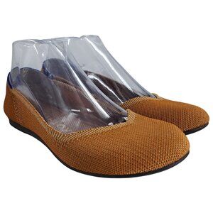 Rothys The Flat Round Toe Ballet Flat Size 6 Fawn Brown Slip On Caramel Knit